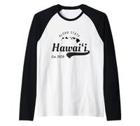 Vintage Hawaii Est. 1959 Aloha State - Carte des îles hawaïennes Manche Raglan