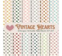 Vintage Hearts Scrapbook Paper Craft Pad: 12 Rustic Heart Designs, 36 Double-Sided Printed on 8.5"x8.5" Size Paper. Perfect for Decoration, Home ... Mixed Media, Album, DIY Project and More!