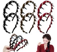 Vintage High Cranium Artificial Pearl Hairband, 2025 New Artificial Pearl Headbands with Teeth Hoop, Elegant Pearls Headbands for Women, Wide Beaded Bling Head Band for Wedding Party (6Pcs, One Size)