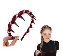 Vintage High Cranium Artificial Pearl Hairband,2025 New Women Elegant Non Slip Pearl Headbands with Teeth,Bridal Hair Hoop Party Wedding Hair Accessories (Red)