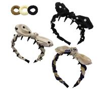 Vintage High Cranium Artificial Pearl Hairband, 3pcs Hairbands for Women's Hair, Hairs Bands with Teeth Hoop, Bridal Hair Hoop Rhinestones Hairs Accessories (J)