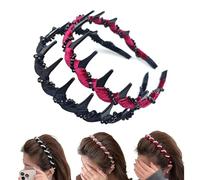 Vintage High Cranium Artificial Pearl Hairband, Beaded Headband, Non Slip High Cranium Headband with Teeth Hoop (2Pcs*B)