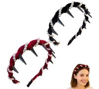Vintage High Cranium Artificial Pearl Hairband, Elegant Non Slip Pearl Headbands, with Teeth Hoop, for Women Girls (Set A,2 Pcs)