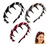 Vintage High Cranium Artificial Pearl Hairband, Elegant Non Slip Pearl Headbands, with Teeth Hoop, for Women Girls (Mix,3 Pcs)