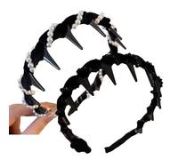Vintage High Cranium Artificial Pearl Hairband, Fashion Wide Beaded Bling Headband, Elegant Pearl Headband Hair Hoop for Women Girls (Black(mix))