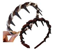 Vintage High Cranium Artificial Pearl Hairband, Fashion Wide Beaded Bling Headband, Elegant Pearl Headband Hair Hoop for Women Girls (Brown(mix))