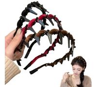 Vintage High Cranium Artificial Pearl Hairband, High Cranium Headband, Pretty Black Beaded Everyday Headband, Vintage Pearl Hairband (Black+Brown+Red, one size)