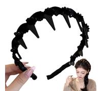 Vintage High Cranium Artificial Pearl Hairband, High Cranium Headband, Pretty Black Beaded Everyday Headband, Vintage Pearl Hairband (black, one size)