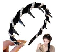 Vintage High Cranium Artificial Pearl Hairband, High Cranium Headband, Pretty Black Beaded Everyday Headband, Vintage Pearl Hairband (1, one size)