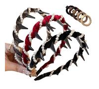 Vintage High Cranium Artificial Pearl Hairband, Pearl Cranium Headbands, Hair Bands for Women's Hair, Party Wedding Home Hairband (Red, 15 * 13 * 3CM)