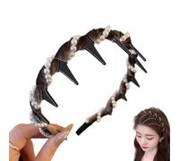 Vintage High Cranium Artificial Pearl Hairband, Vintage High Pearl Hair Accessories, Party Wedding Home Hairband (brown)