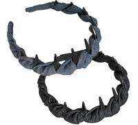 Vintage High Cranium Artificial Pearl Hairband, Vintage Pearl Reversible Head Bands for Women's Hair, Hair Comb Headband with Teeth Hair Hoop Accessory (2PCS-a)
