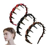 Vintage High Cranium Artificial Pearl Hairband, White Faux Pearl Headband, Plastic Wavy Hair Band with Teeth, Rhinestones Bridal Hair Hoop (Black Pearl, One size)
