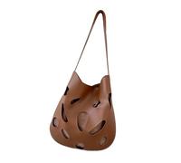 Vintage Hollow Out Asymétrique Sac Bandoulière Léger Pratique PVC Polyester Design Spacieux Compartiment Confortable S, Brun, As the pic show