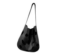 Vintage Hollow Out Asymétrique Sac Bandoulière Léger Pratique PVC Polyester Design Spacieux Compartiment Confortable S, Noir/blanc, As the pic show