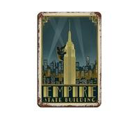 Vintage Home Bedroom American City Illustration Voyage New York City Empire State Building Retro Poster Metal Sign Chic Art Retro Iron Painting Bar People Cave Cafe Family Garage Poster Décoration