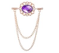 Vintage homme gland chaîne ovale strass collier broche femme boucle épinglette costume chemise vêtements accessoires(Gold Purple)