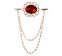 Vintage homme gland chaîne ovale strass collier broche femme boucle épinglette costume chemise vêtements accessoires(Gold Dark Red)