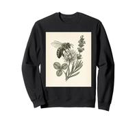 Vintage Honeybee Botanical Illustration Trèfle Lavande Sweatshirt