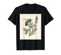 Vintage Honeybee Botanical Illustration Trèfle Lavande T-Shirt