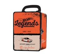 Hot Wheels Étui de transport de voiture vintage en métal à l'échelle 1:64 I 18 jouets de rangement et organisateur cadeau pour collectionneurs enfants âgés de 3 ans et plus 3D HW Race couvercle design