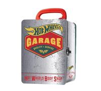 Hot Wheels Étui de transport de voiture vintage en métal à l'échelle 1:64 I 18 jouets de rangement et organisateur cadeau pour collectionneurs enfants âgés de 3 ans et plus 3D HW Race couvercle design