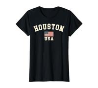 Vintage Houston USA Drapeau américain Texas Cool Souvenir Rétro T-Shirt Graphique avec Valeur
