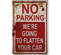 Vintage Humor No Parking Metal Tin Sign Funny Warning Wall Plaque Private Driveway Garage Door Keep Clear 8 X 12 in