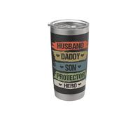 Vintage Husband Daddy Son Protector Hero For Dad Fathers Day Gobelet isotherme en acier inoxydable double paroi