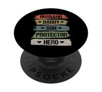 Vintage Husband Daddy Son Protector Hero for Dad Fathers Day PopSockets PopGrip Adhésif
