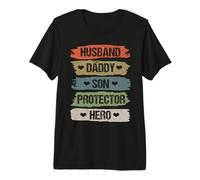 Vintage Husband Daddy Son Protector Hero for Dad Fathers Day T-Shirt Haut de Gamme