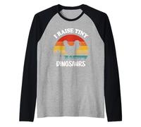 Vintage I Raise Tiny Dinosaurs - Silhouette de Poulet rétro Manche Raglan
