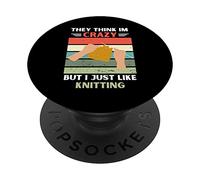 Vintage, Ils pensent Que Je suis Folle, mais J'aime Juste Les Amateurs de Tricot PopSockets PopGrip Adhésif