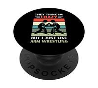 Vintage Ils pensent Que Je suis Fou mais J'aime Juste Le Bras de Fer PopSockets PopGrip Adhésif