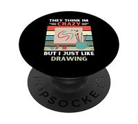 Vintage, Ils pensent Que Je suis Fou, mais J'aime Juste Les Amateurs de Dessin PopSockets PopGrip Adhésif