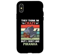 Vintage Ils pensent Que Je suis Fou mais J'aime Juste Piranha Lover Coque pour iPhone X/XS