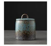 Vintage Imitation Métal Pot en Céramique Bocal À Thé Scellé Bonbons Écrou Alimentaire Réservoir Cuisine Alimentaire Assaisonnement Boîte Conteneur De Stockage Décor À La Maison (Color : Light Green)