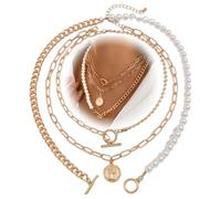 Vintage Imitation Pearl Necklace, Short Multi Layer Choker Pearl Necklace,Collier de perles avec pendentif,Collier de perles artificielles,Collier de costume pour femme
