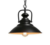 Vintage Industrial One-Light Wrought Iron Pendant Chandelier Black Metal Ceiling Lights with Shades E27 Base LED Suspension Lamp for Kitchen and Dining Room(B)