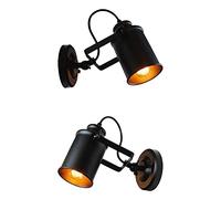 Vintage Industrial Wall Light Fixture Set Of 2. Applique Murale Réglable Matte Black Farmhouse Rustic Metal Wall Lamp, Rétro Bedside Reading Light E27 Hardwired Indoor Sconces, JYLSSKUK