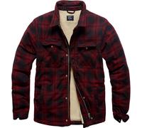 Vintage Industries Class Sherpa, chemise/veste textile M Rouge Foncé/Noir Rouge Foncé/Noir