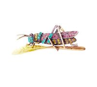 Vintage-Inspired Alloy Grasshopper Brooch With Sparkling Rhinestones For Women's Formal & Casual Attire Vintage Styles Grasshopper Pin For Everyday Wear