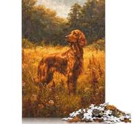 Vintage Irish Setter Dog Puzzle 1000 Pièces Cadeau Unique Jeu Éducatif Défi Jouet À De Qualité Supérieure Peinture Art pour Adultes Enfants 1000pcs (75x50cm)