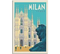 Vintage Italy Milan Rétro Mur Art Toile Affiche Art Imprimer Accueil Décoration Chambre Décoration Sans cadre 40x60cm