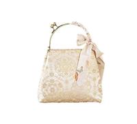 Vintage Jacquard Brocade Handbag, Shoulder Bag, Small Square With Metal Handles