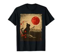 Vintage Japan Art Japanese Theme Retro Print Black Cat T-Shirt