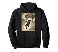 Vintage Japanese Cat UFO Abduction Cat Mom Dad Ukiyo-e Sweat à Capuche