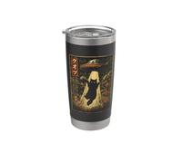 Vintage Japanese Cat UFO Abduction Ukiyo-e Alien Cat Gobelet isotherme en acier inoxydable double paroi