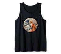Vintage Japanese Cherry Sakura Blossom Wave Red Fox Lover Débardeur