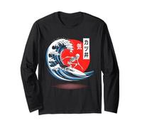Vintage Japanese Great Wave Surfing Art Retro Ocean Manche Longue